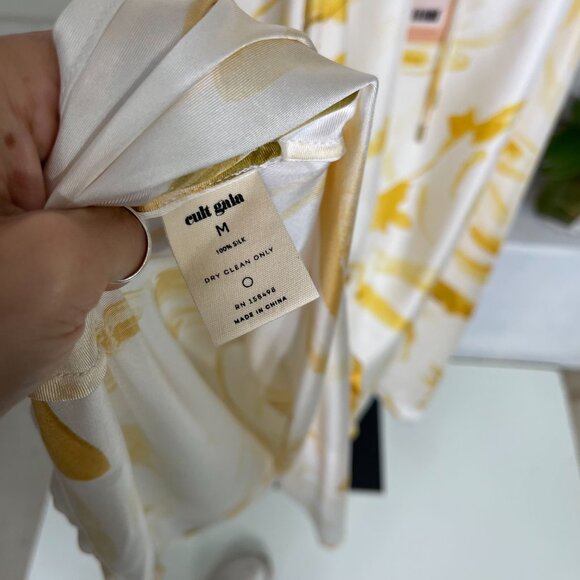 NWT Cult Gaia Womens Yellow Multicolor Chelsea Floral Silk Midi Dress Size M - Picture 8 of 14